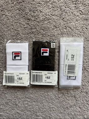 Lot of 3 NWT FILA Unisex 3 Inch Wristband 2packs White/Black One Size Fits All